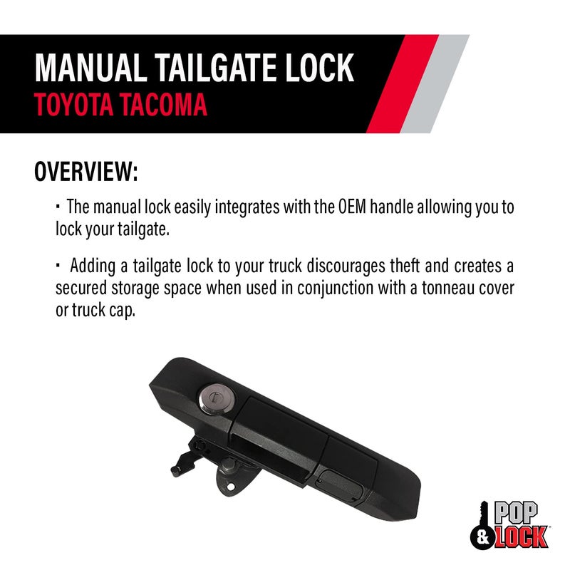 Pop & Lock PL5400 Black Manual Tailgate Lock with Bolt Codeable Technology for Toyota Tacoma - Image 4